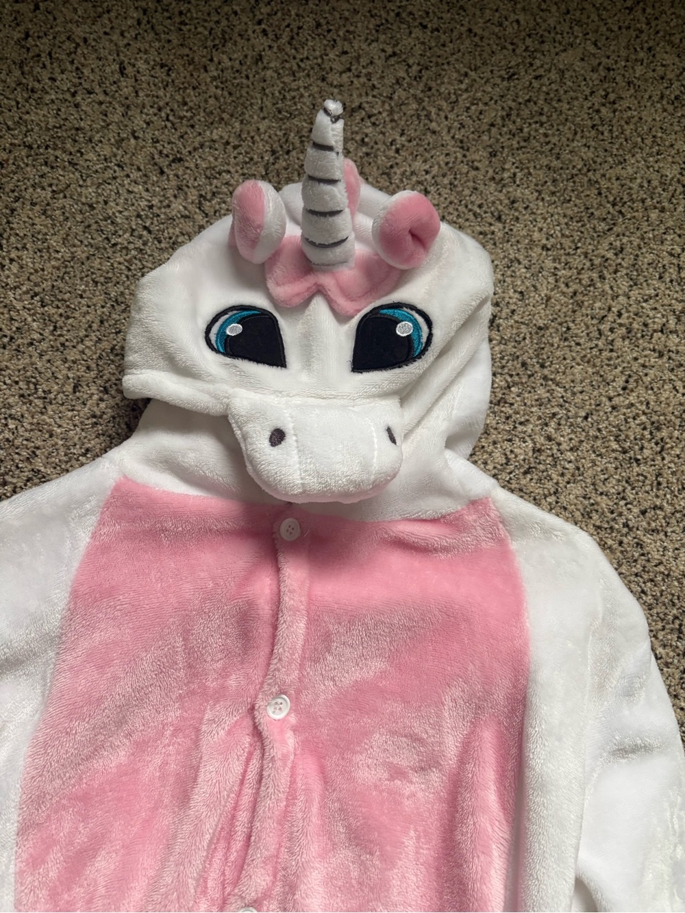 Unicorn Onesie Hoodie - White & Pink Plush